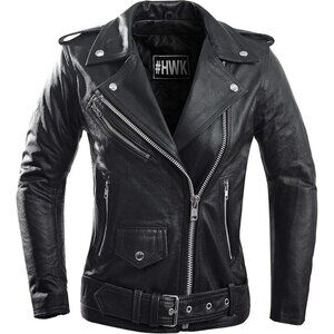 Genuine Leather Black Jacket  for Water Resistant Motorbike Riding For Women